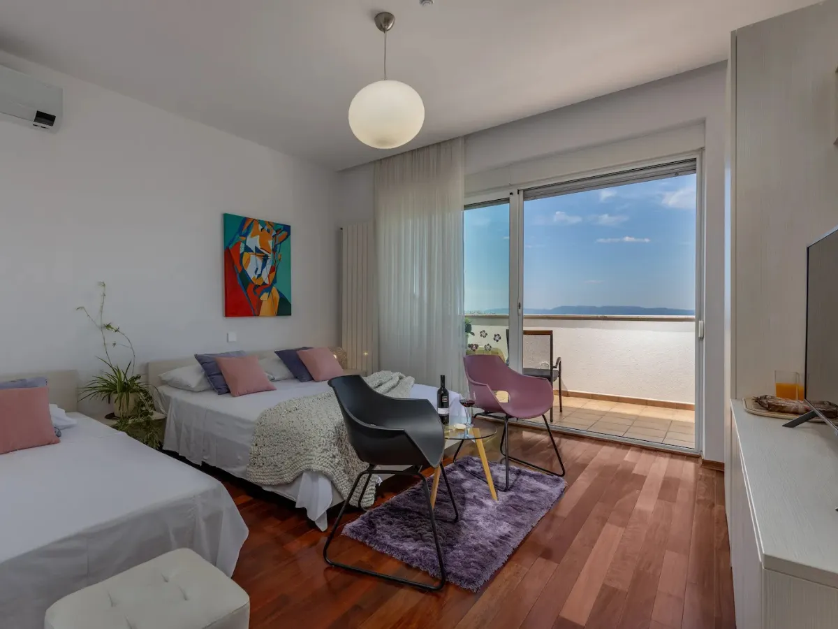 Terra Magica Room with balcony and bay views in Grobnik