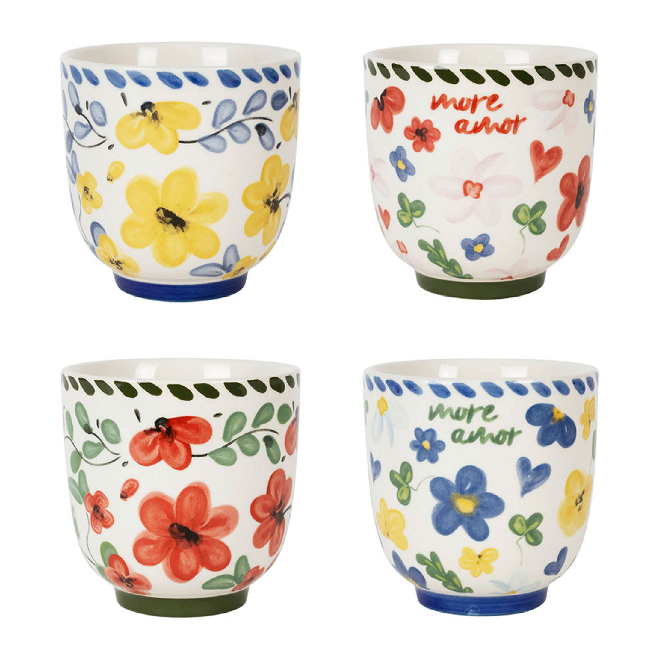Set de 4 gobelets fleuris