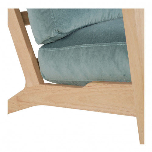 Miniature : Fauteuil en velours & bois, céladon