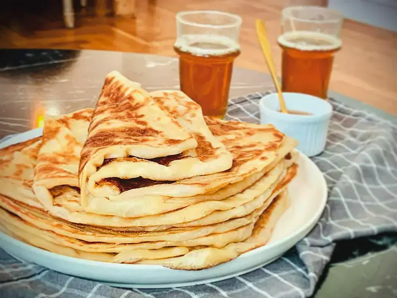 a Moroccan traditional Msemmen folded and pan fried until golden brown