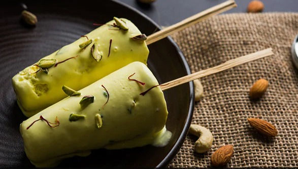 Sweet creamy ice cream, a popular Indian dessert.