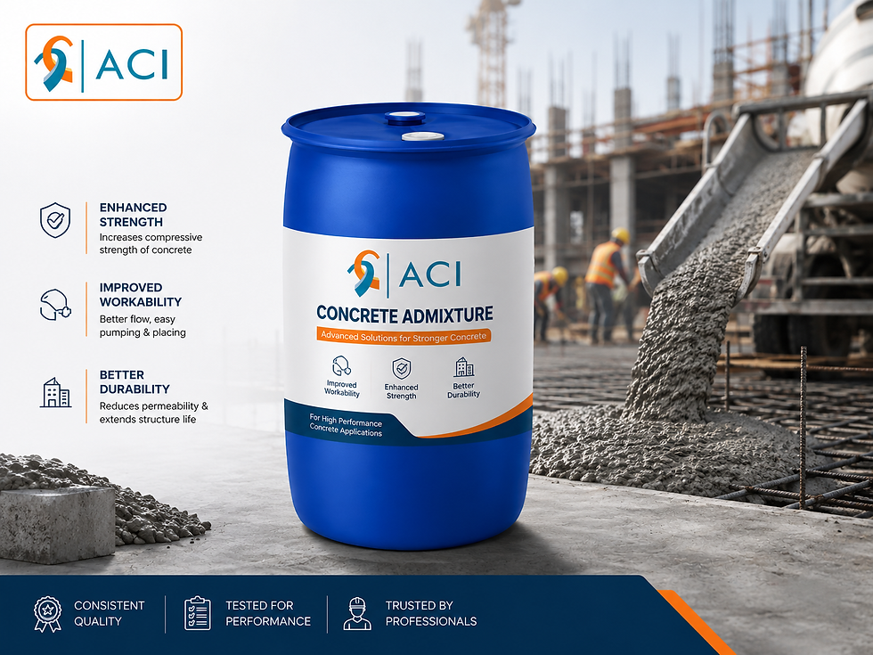 ACI concrete admixture drum at a construction site