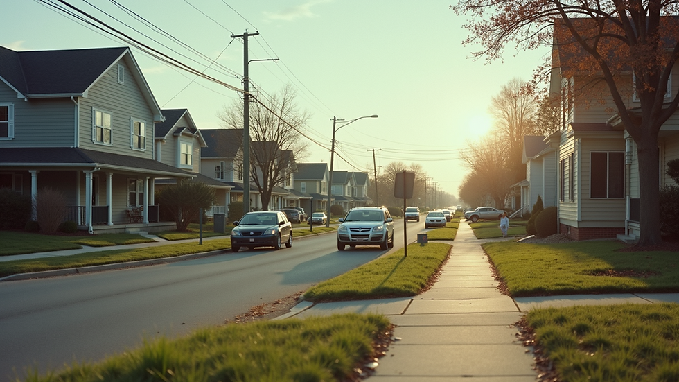 Wide angle view of a suburban neighborhood
