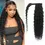 Thumbnail: Natural Black Curly Real Human Hair Ponytail Extension