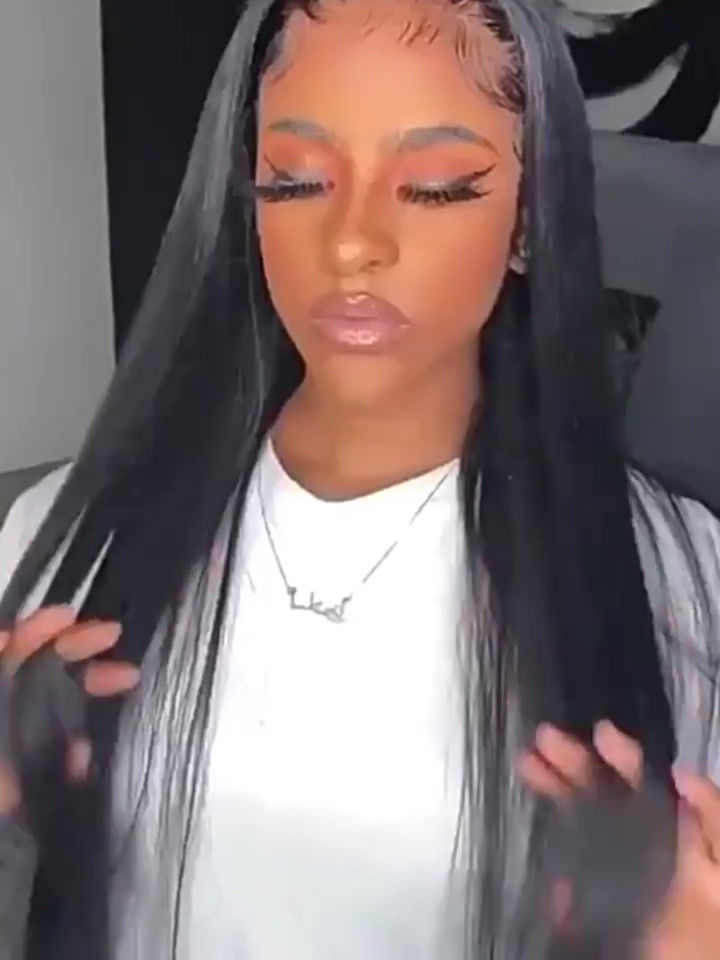 Thumbnail: Glueless Wear And Go Wigs Straight 4x6 HD Transparent Lace Front Wigs Human Hair Straight 180% Density Pre-Plucked Pre-Cut