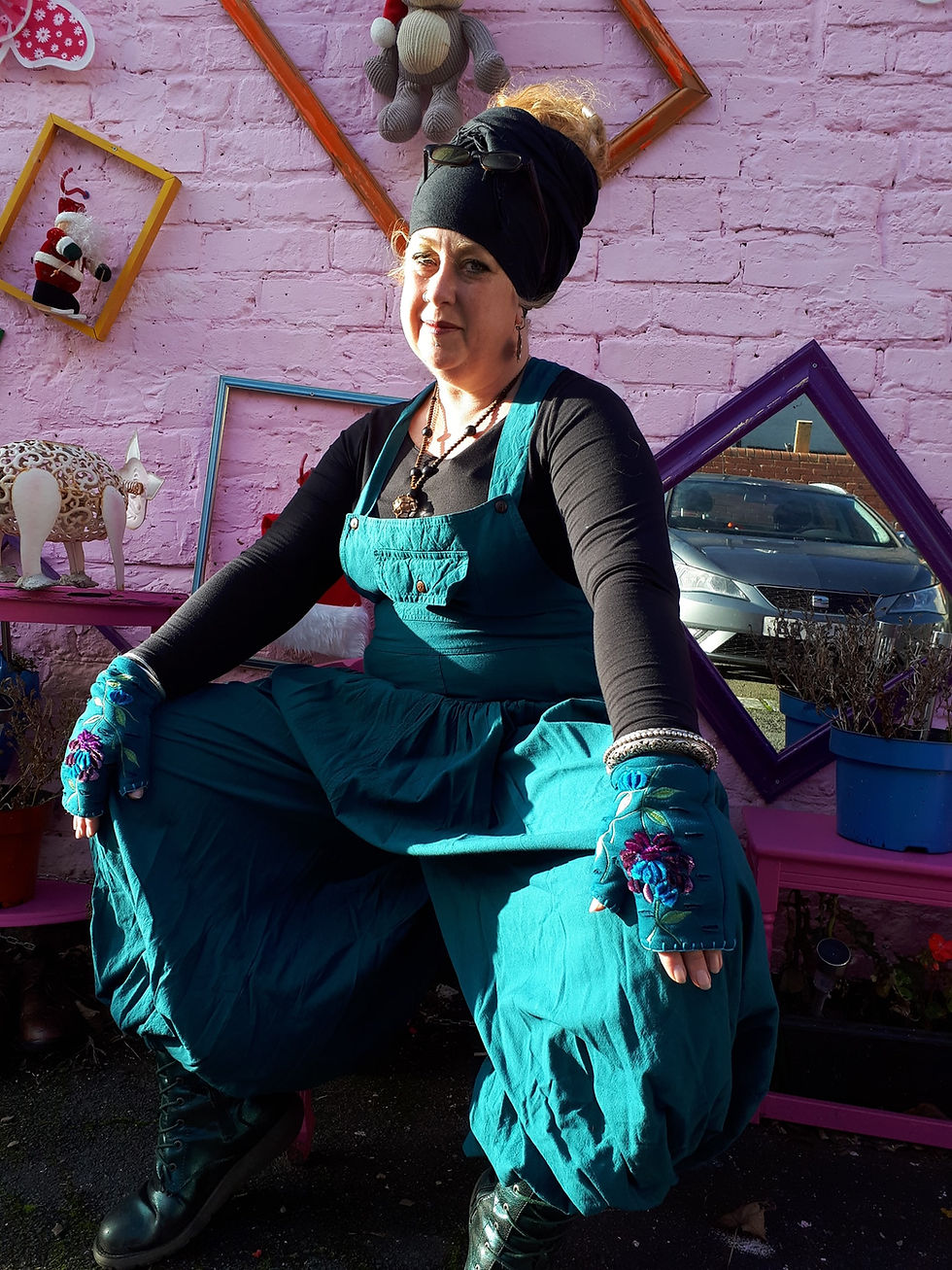 Thumbnail: Wide Leg Baggy Harem Dungarees