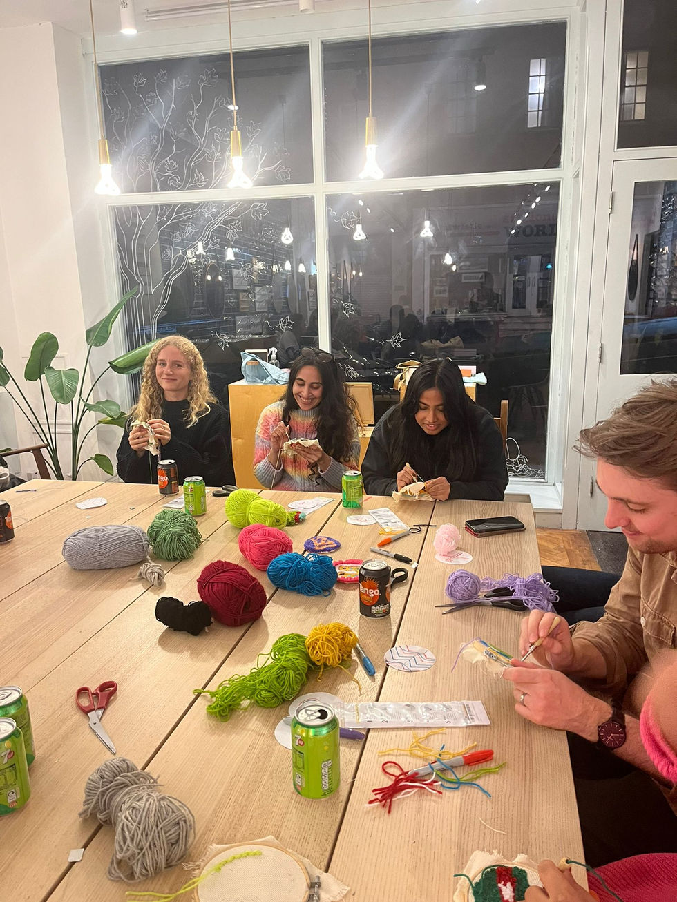 punch needle class dark outside