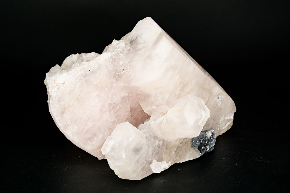 Thumbnail: UV-Reactive Large Pink Calcite with Crystal Quartz Fujian