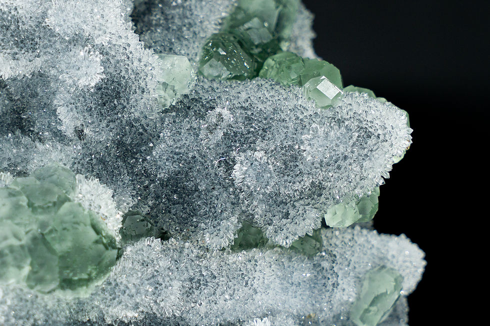 Thumbnail: Green Tanzanite Fluorite on Crystal Quartz with Acrylic Stand Fujian