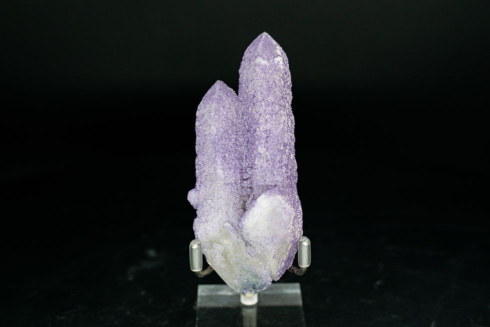 Purple Fluorite on Candle Quartz Crystal Huanggangliang Mine Inner Mongolia