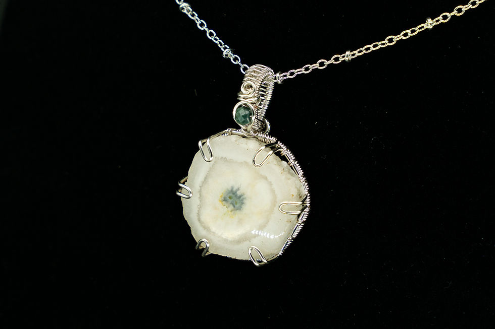 Thumbnail: Agate & Tourmaline Crystal Pendant Necklace Handmade Wire Wrapped Jewelry