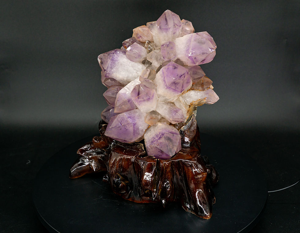 Thumbnail: X-Large Amethyst Crystal Quartz with Wooden Stand Bolivia