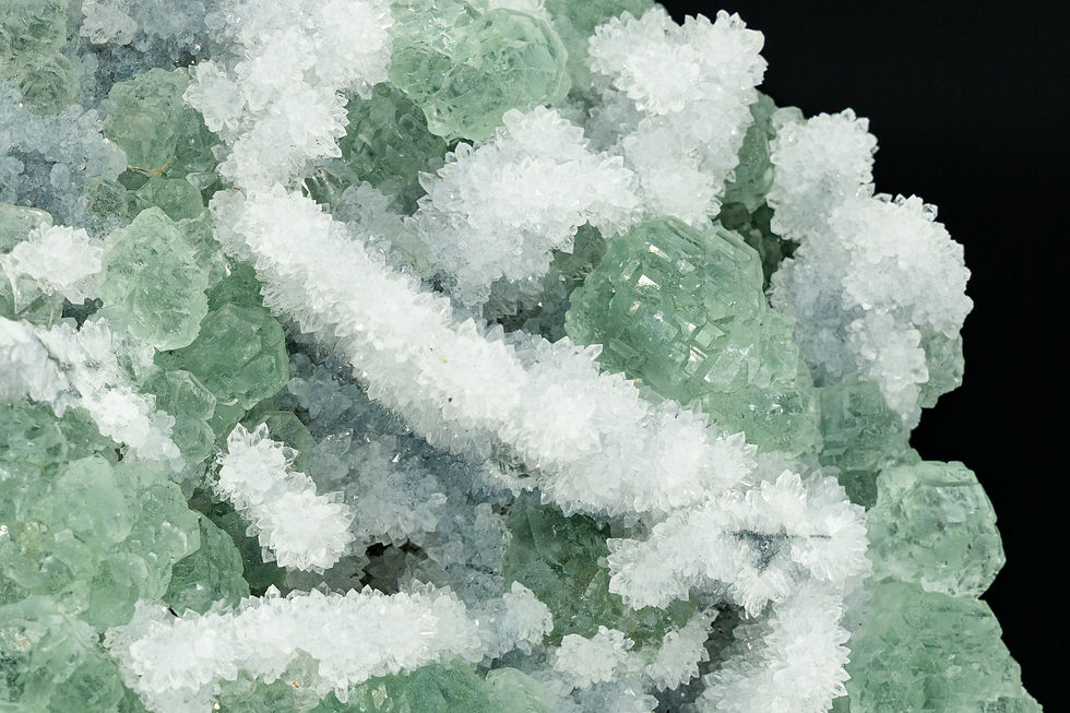 Thumbnail: Green Tanzanite Fluorite on Crystal Quartz with Acrylic Stand Fujian