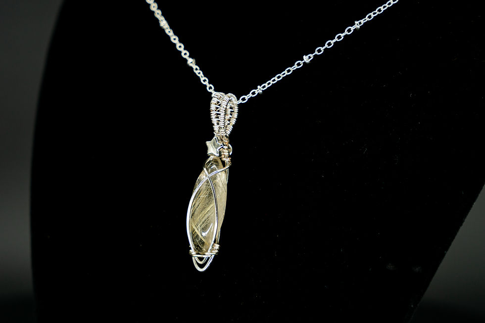 Thumbnail: Rutilated Quartz Pendant Necklace Handmade Wire Wrapped Jewelry