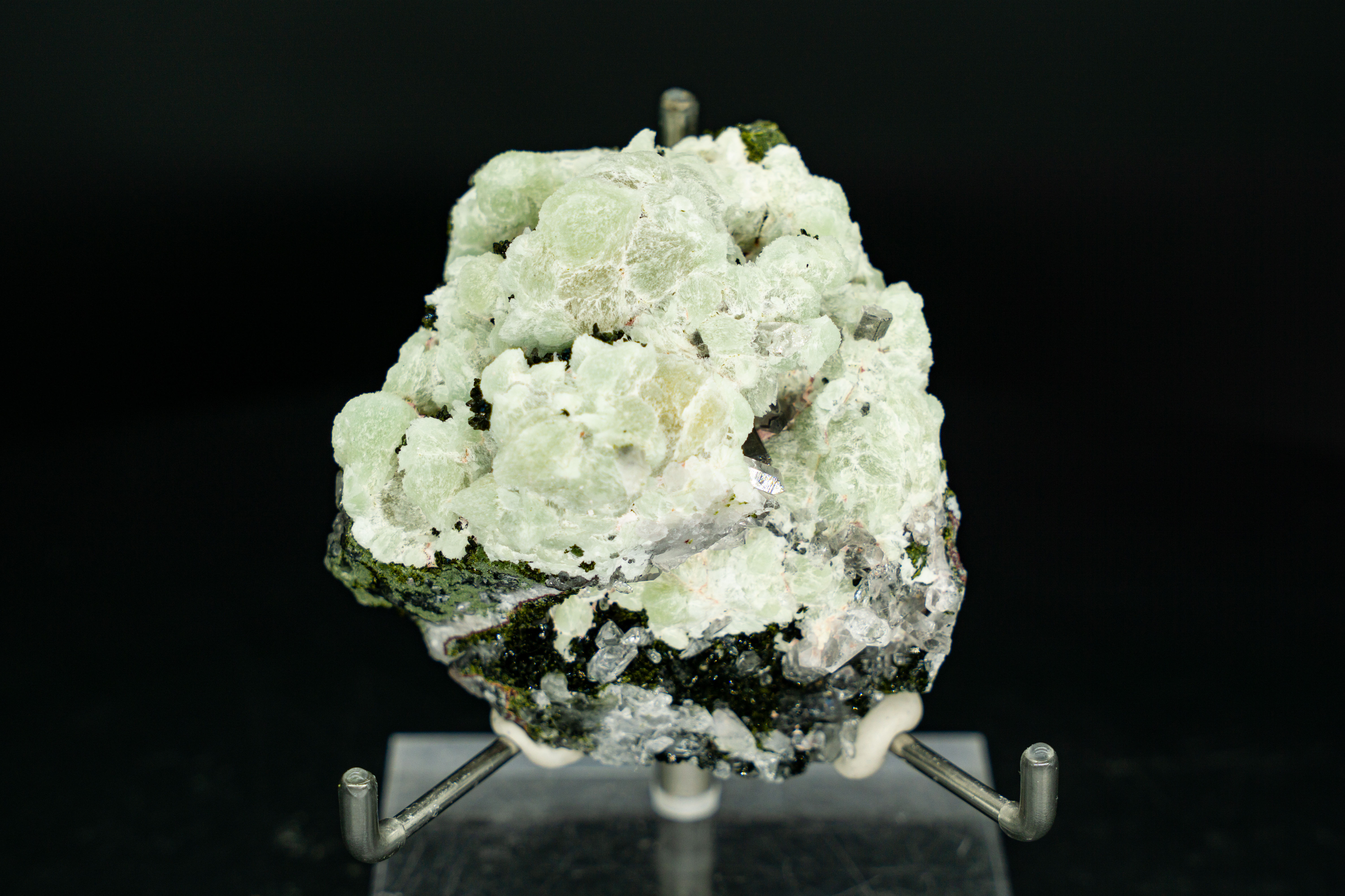 Prehnite & Epidote on Smoky Crystal Quartz Yunnan