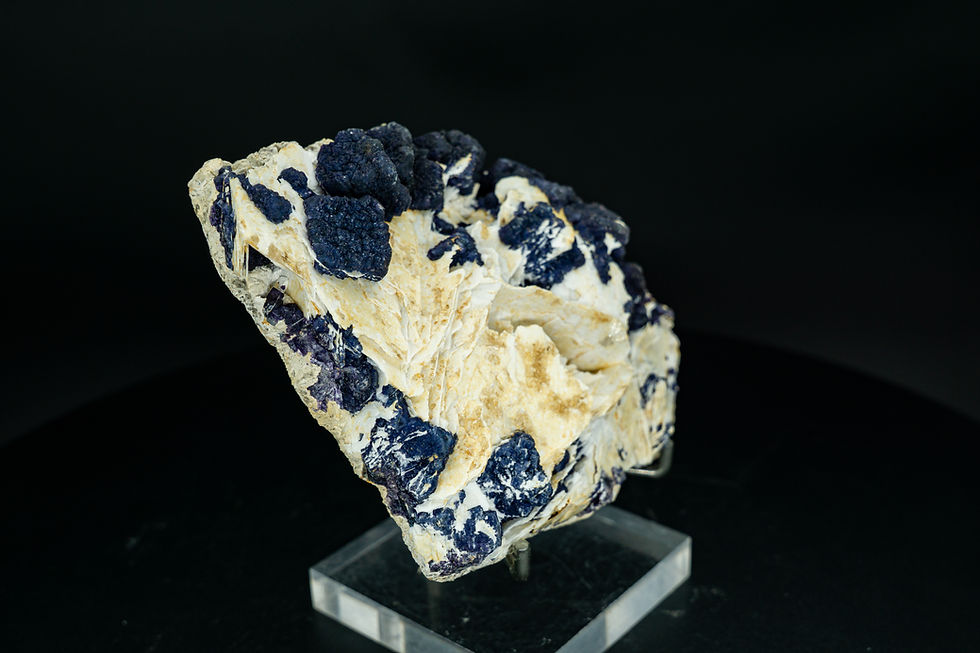 Blueberry Fluorite on UV-Reactive Calcite Inner Mongolia