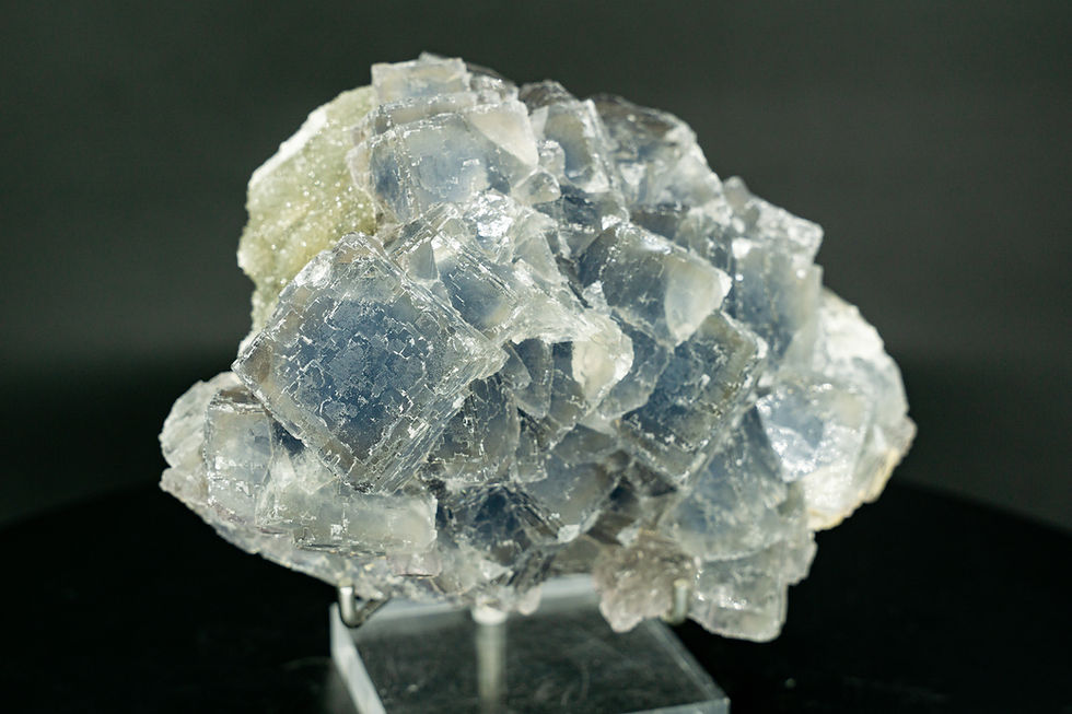 Thumbnail: Large Blue Fluorite & Crystal Quartz Fujian