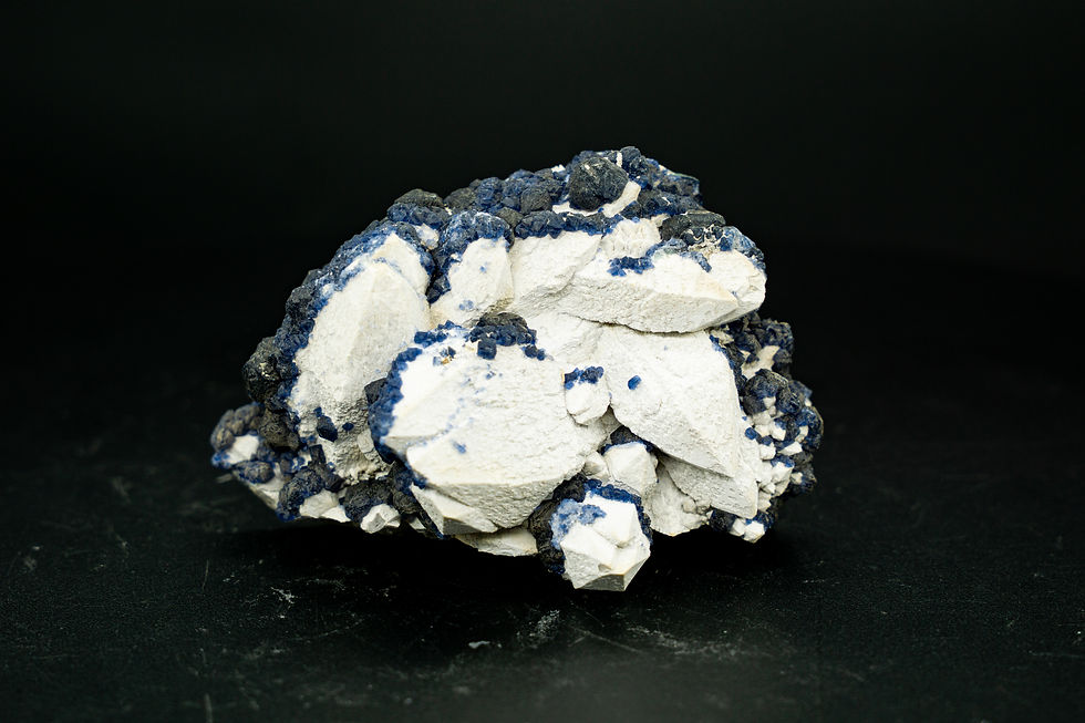 Thumbnail: Blueberry Fluorite on Candle Quartz Cluster Inner Mongolia