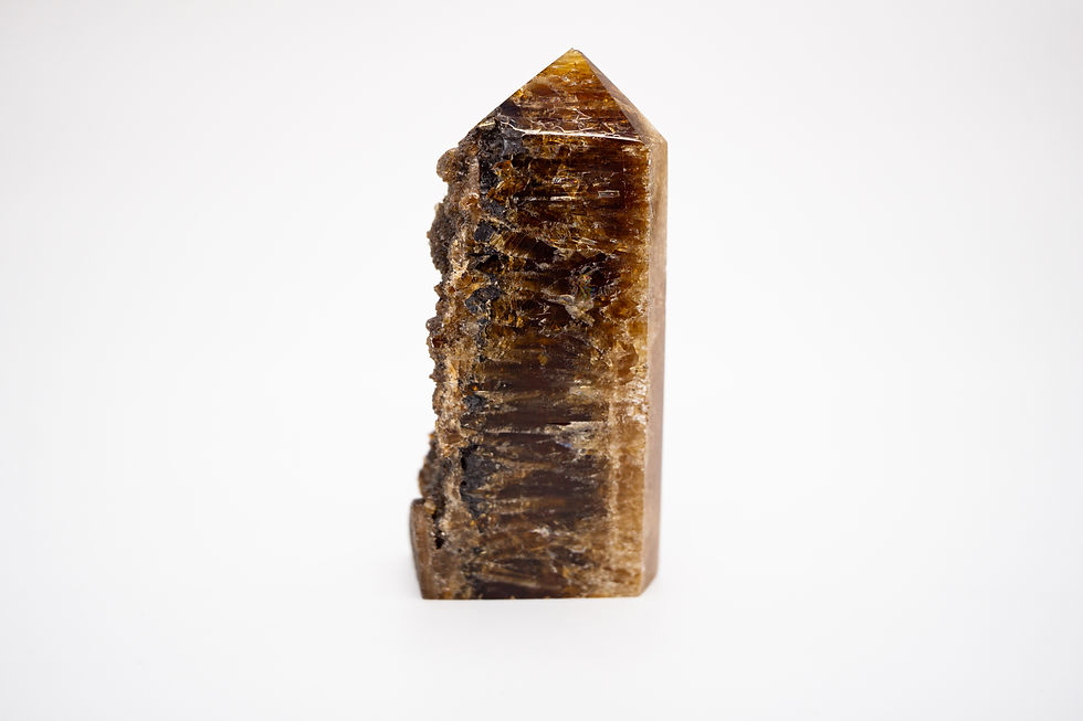Thumbnail: UV-Reactive Amber Calcite Polished Crystal Tower Guizhou