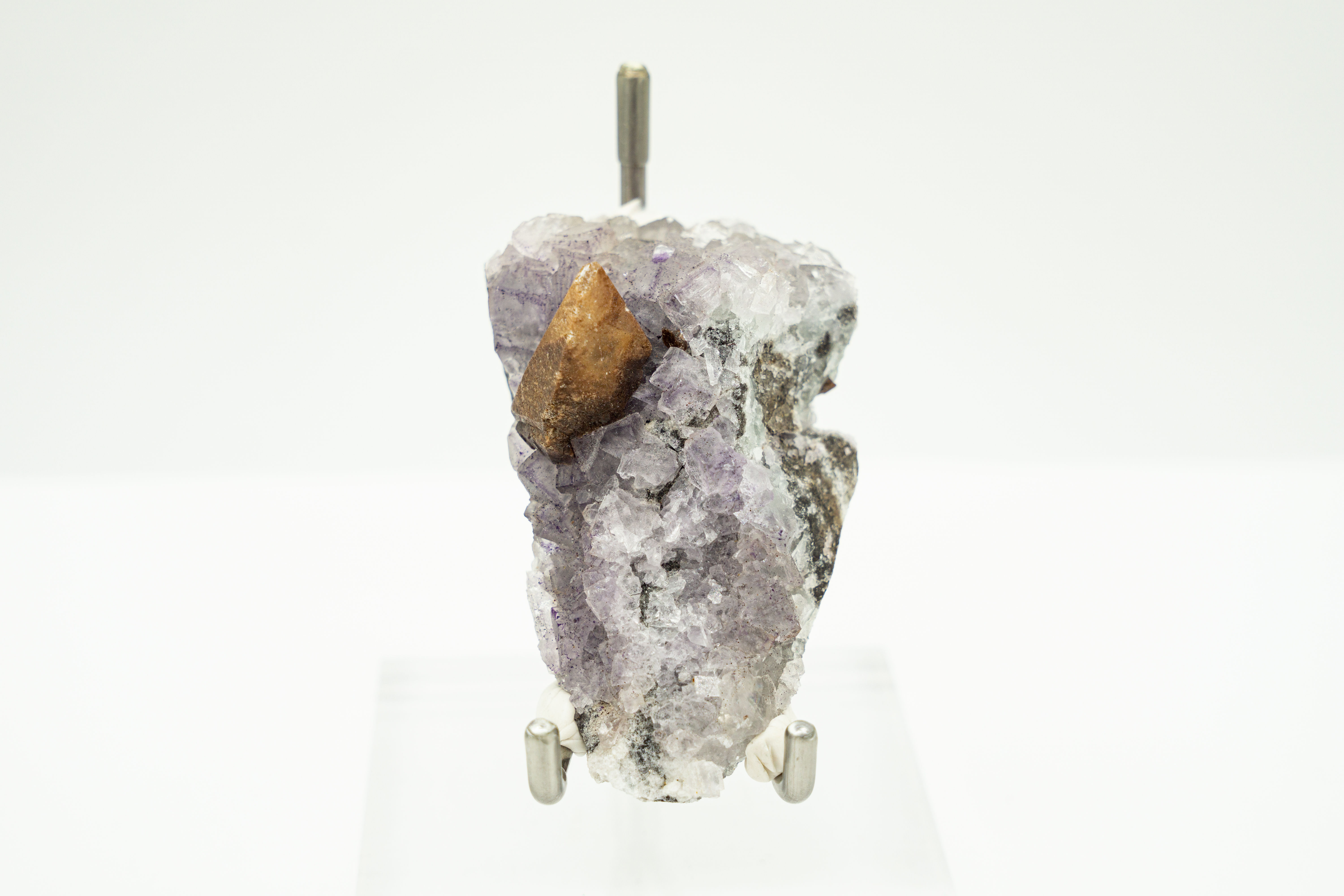 Purple Fluorite with Dogtooth Calcite Crystal