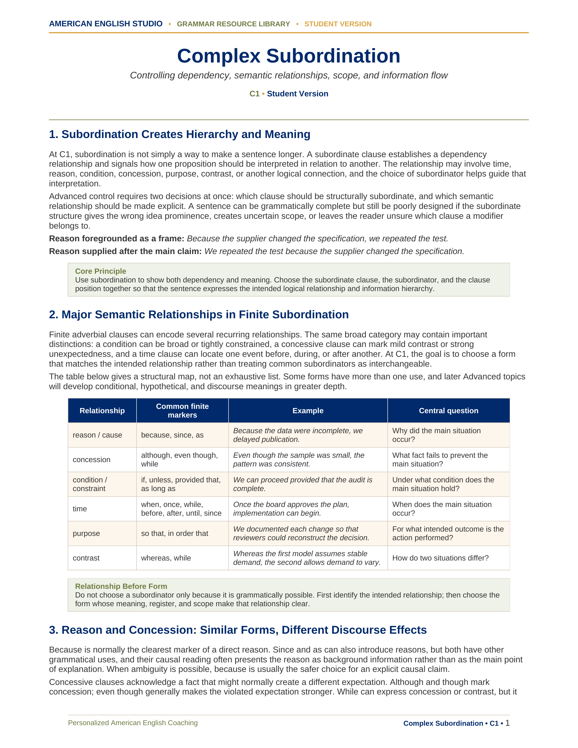 Complex Subordination grammar resource preview