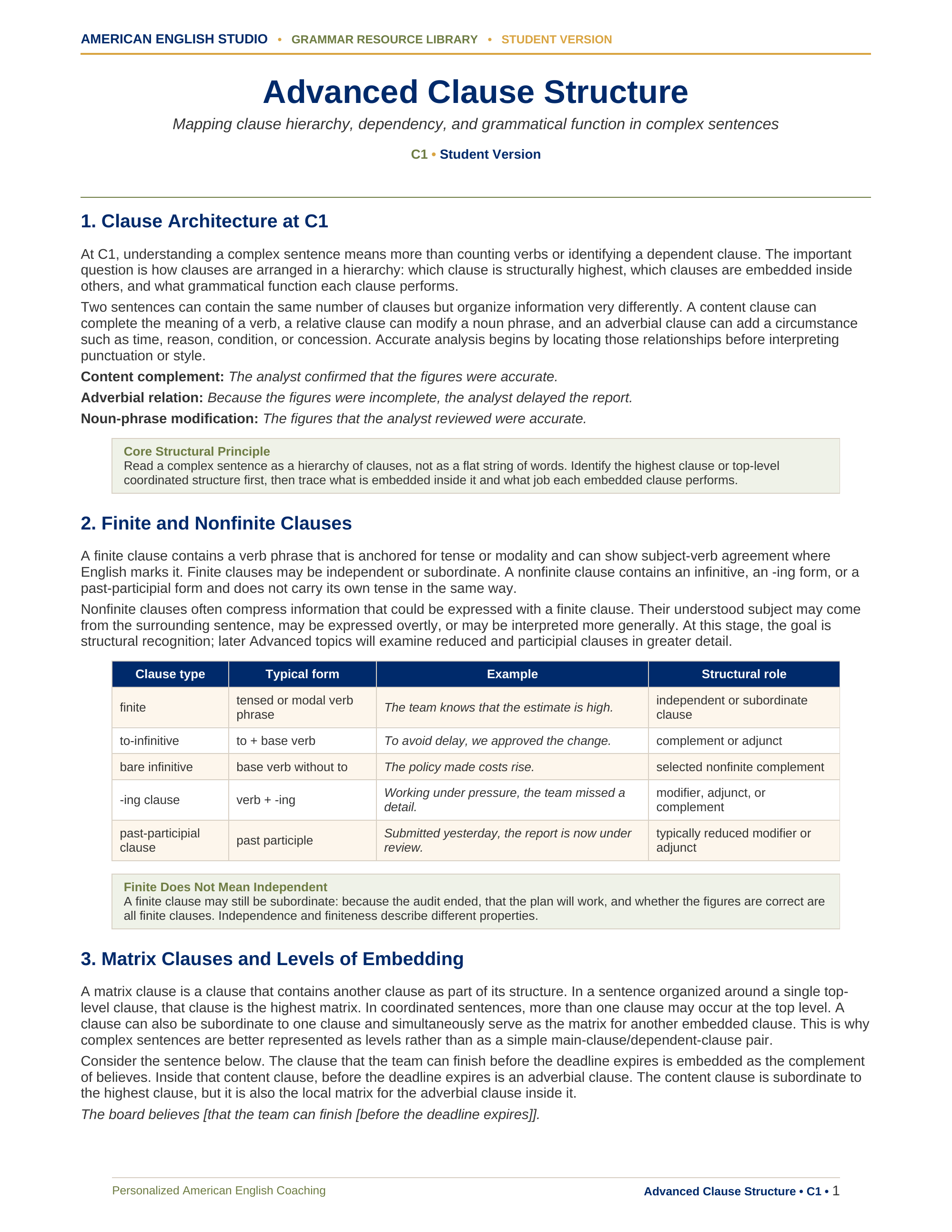 Advanced Clause Structure grammar resource preview