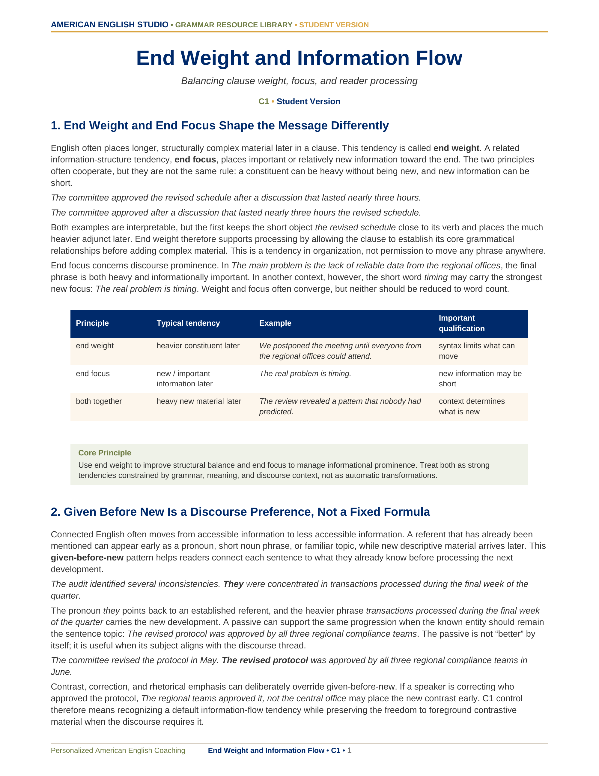 End Weight and Information Flow grammar resource preview
