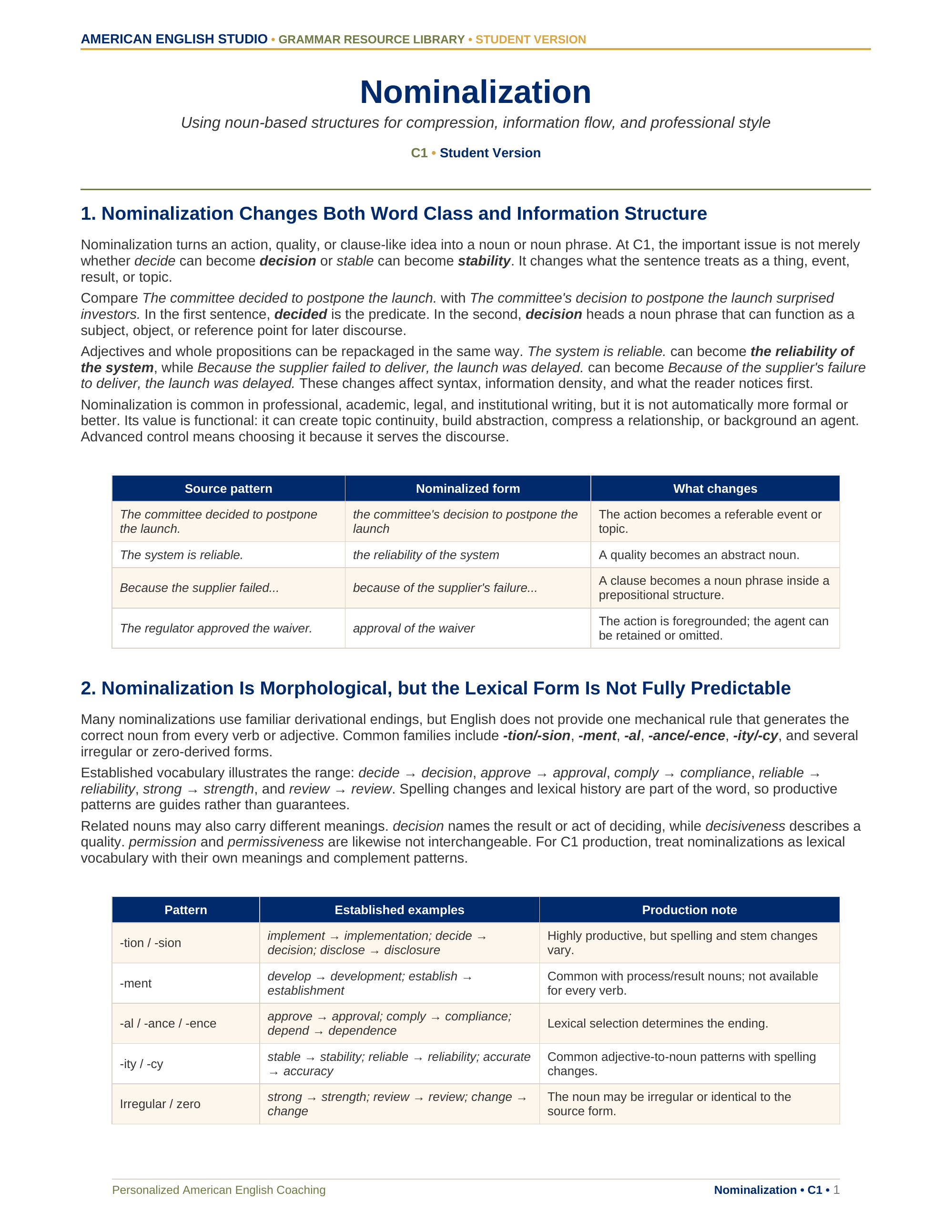 Nominalization grammar resource preview