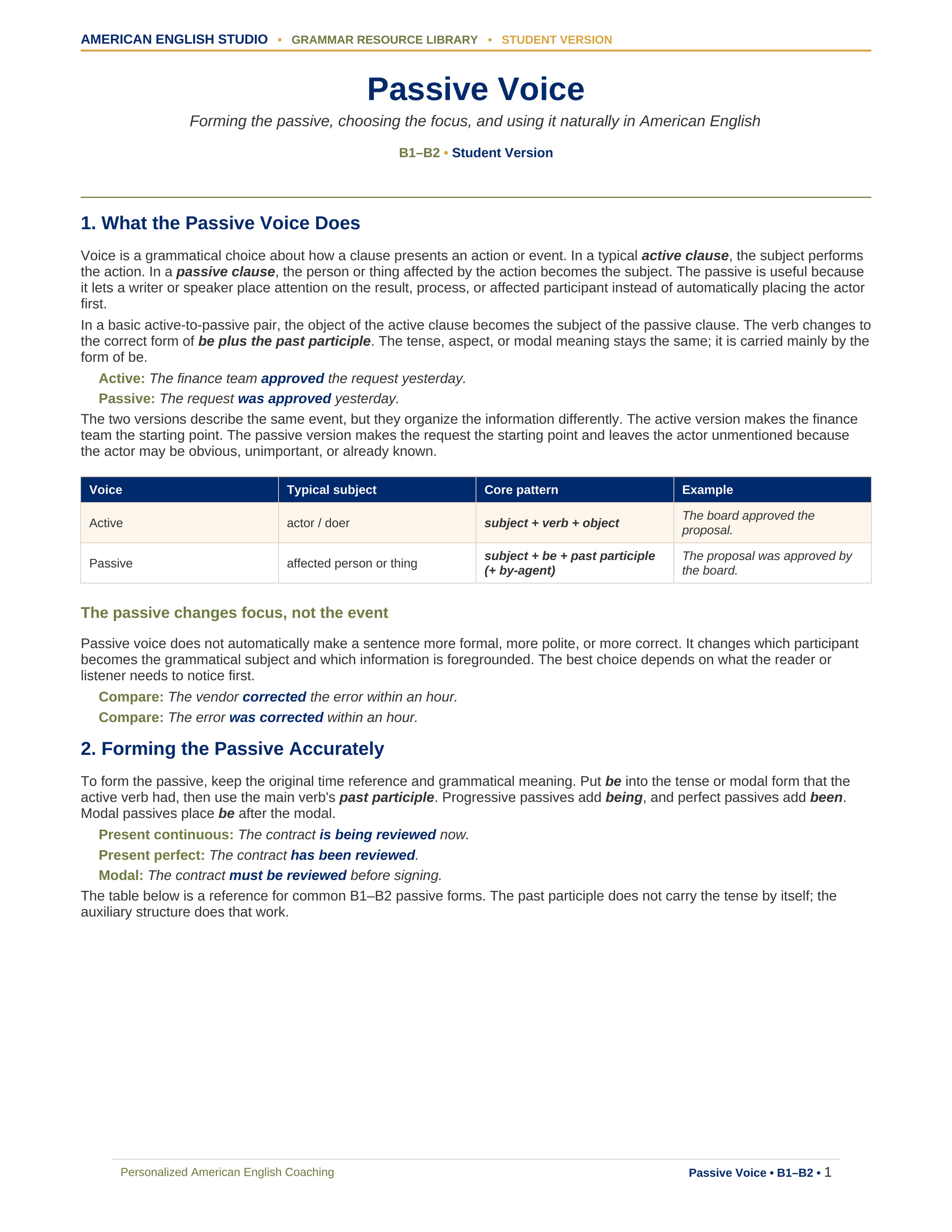 Passive Voice grammar resource preview
