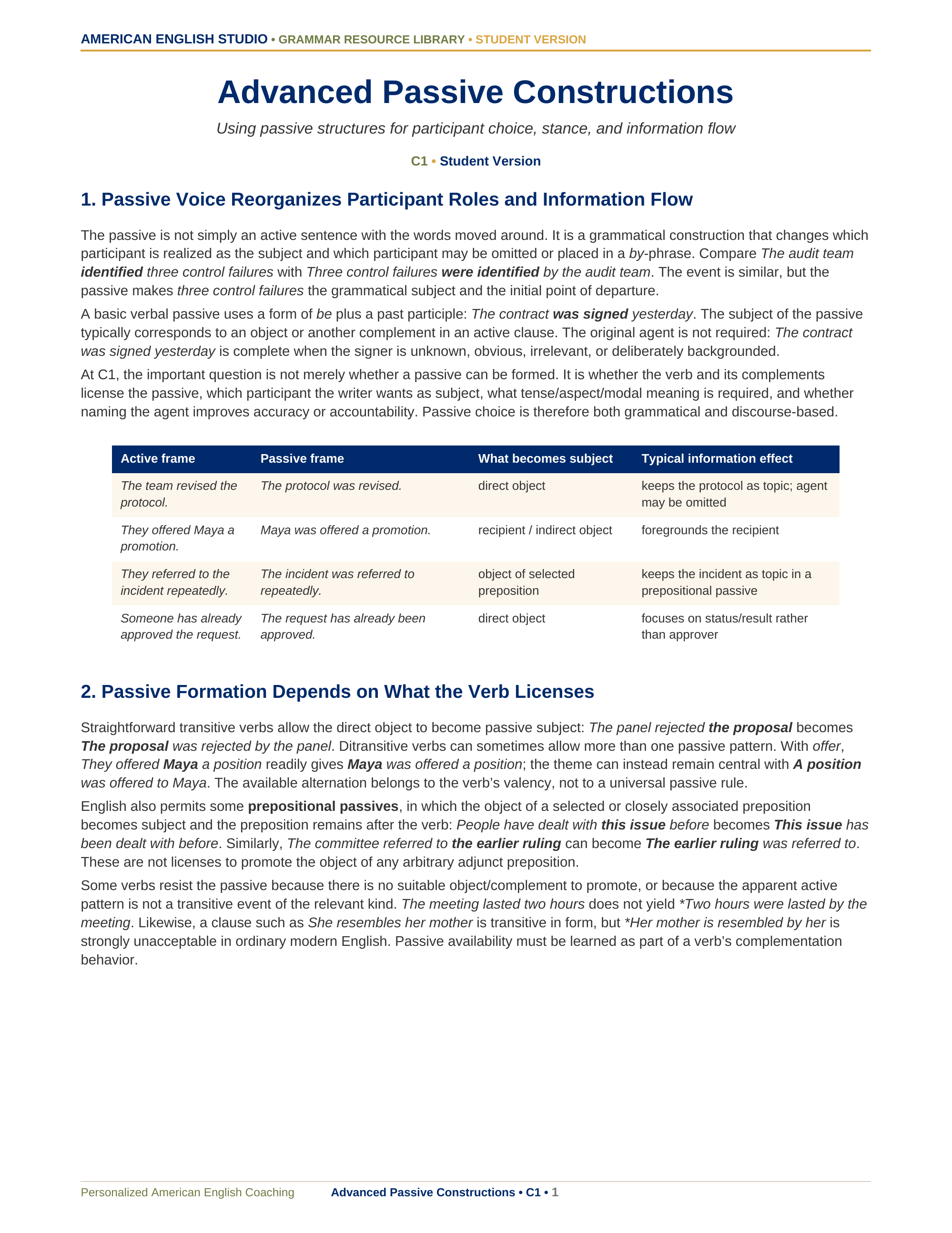 Advanced Passive Constructions grammar resource preview