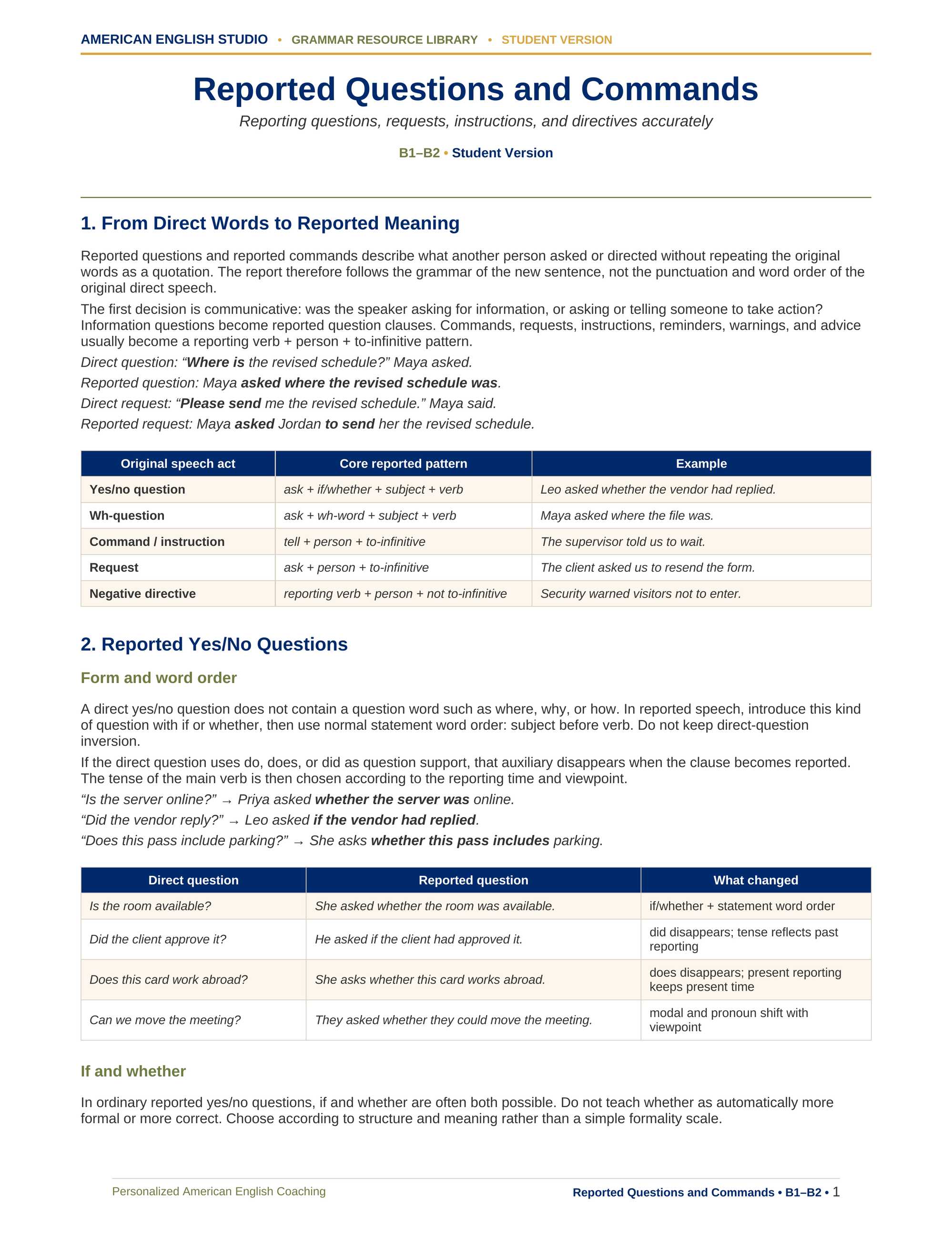 Reported Questions and Commands grammar resource preview