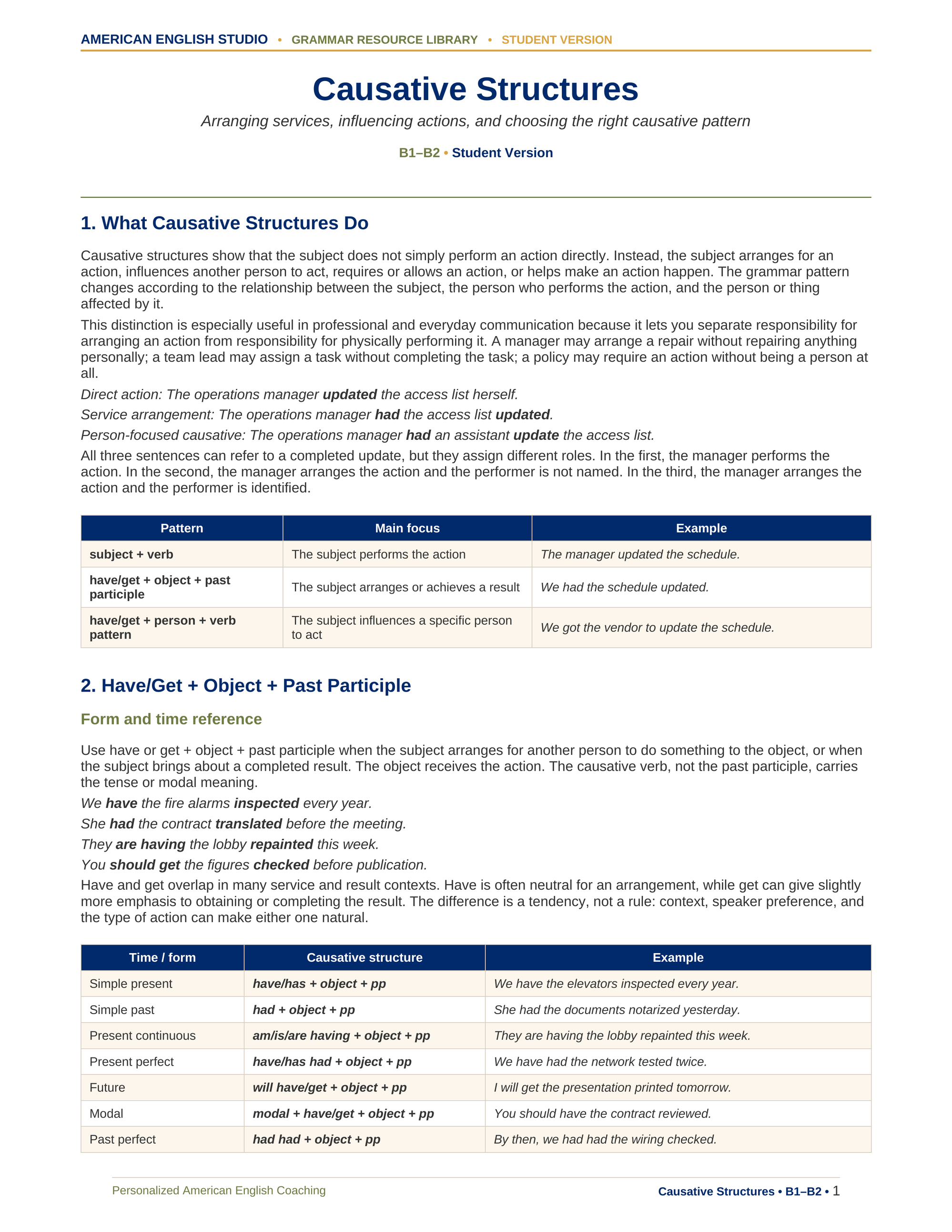 Causative Structures grammar resource preview
