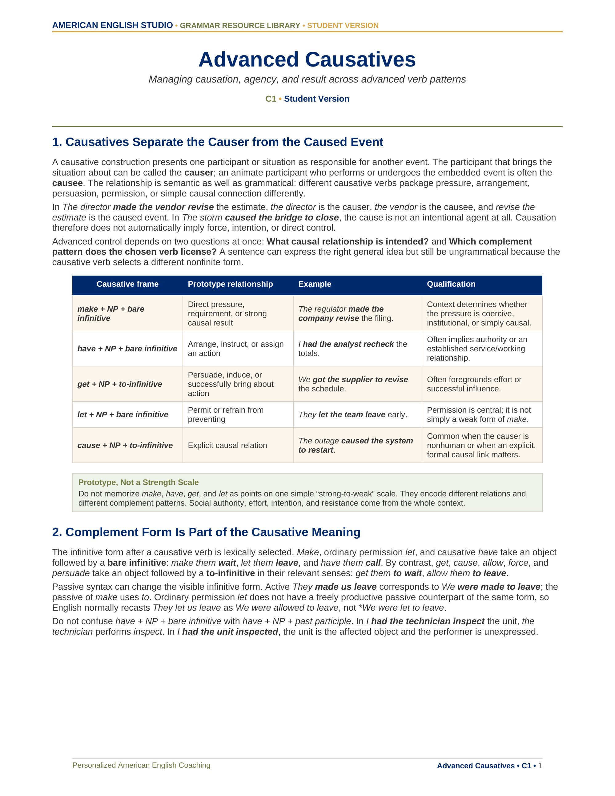 Advanced Causatives grammar resource preview