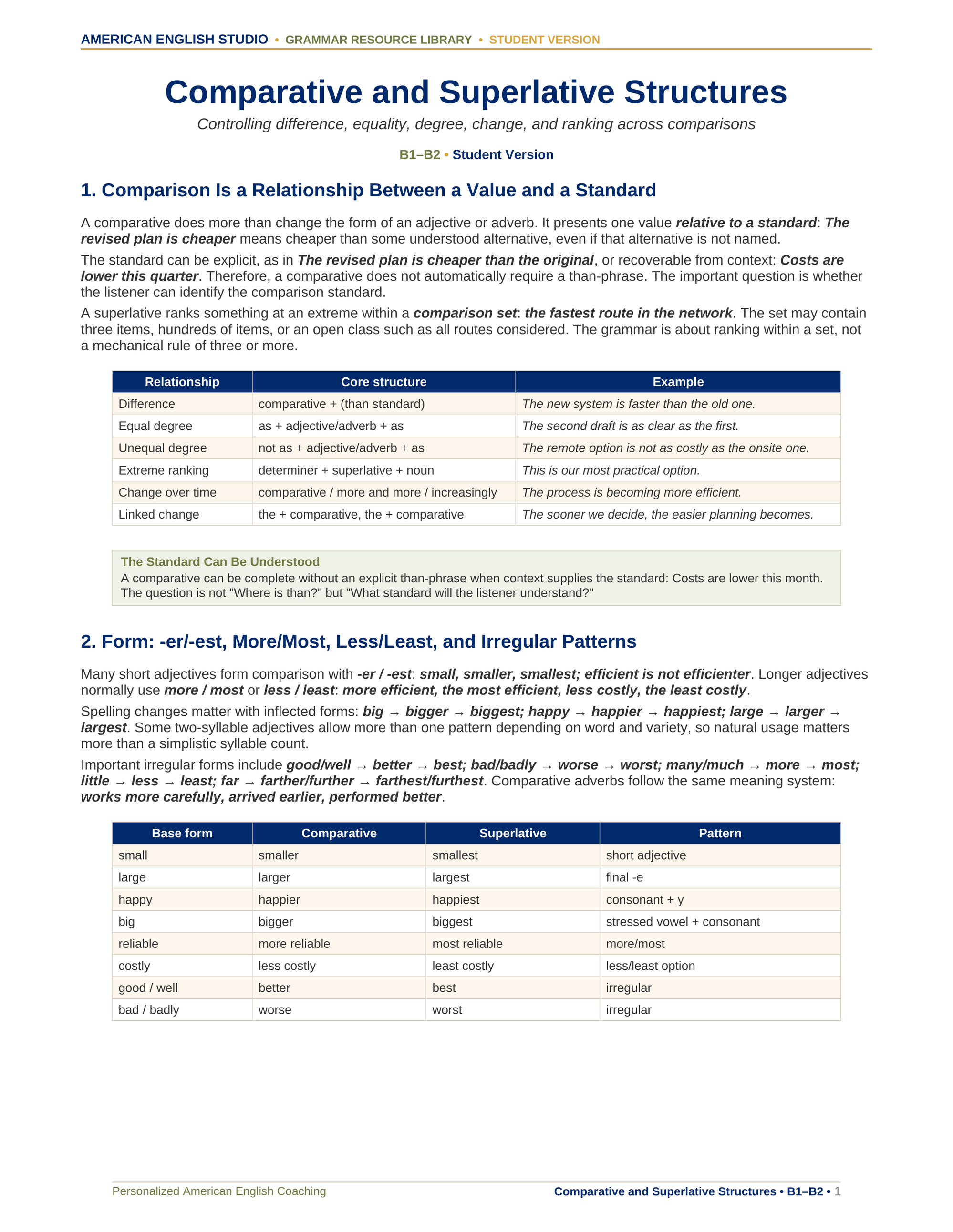 Comparative and Superlative Structures grammar resource preview
