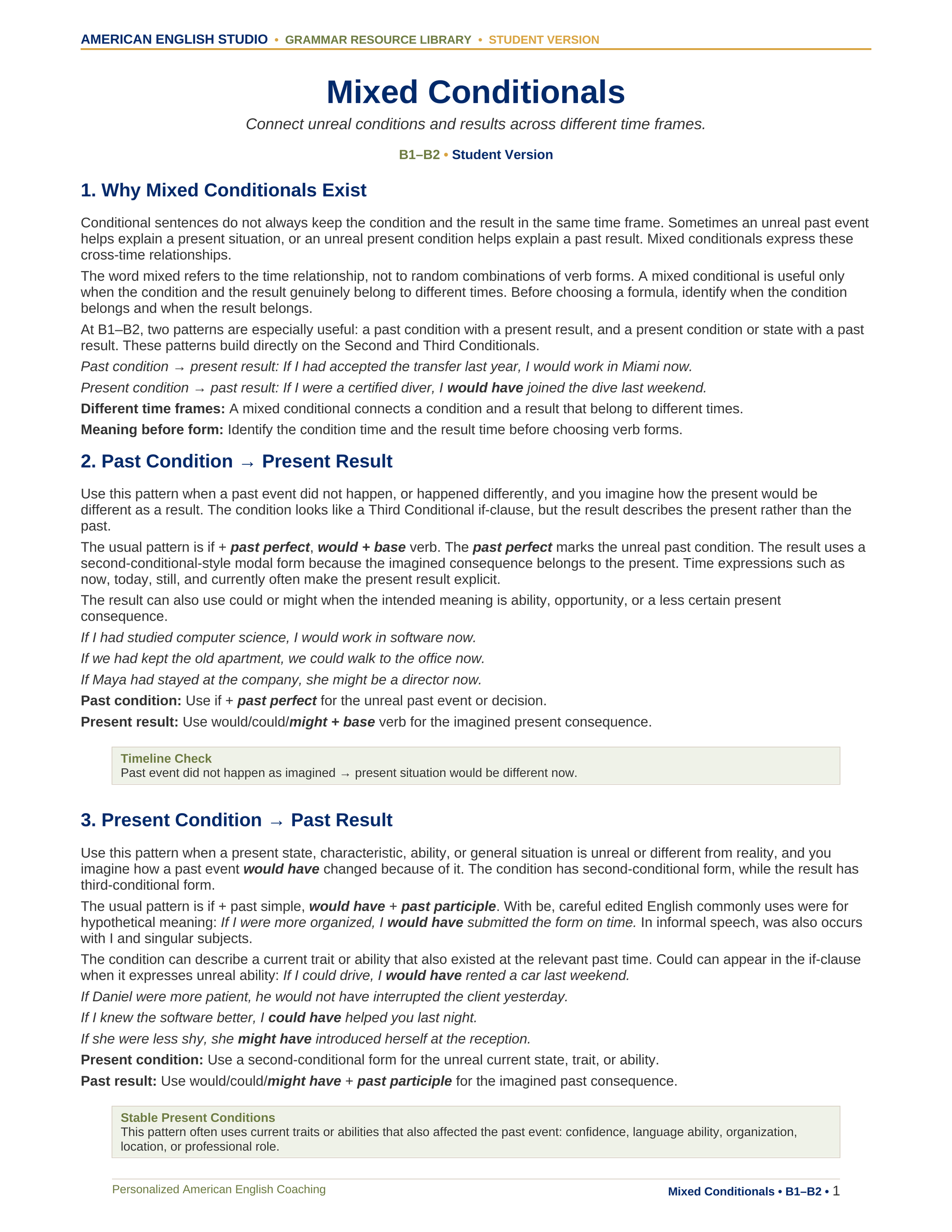Mixed Conditionals grammar resource preview