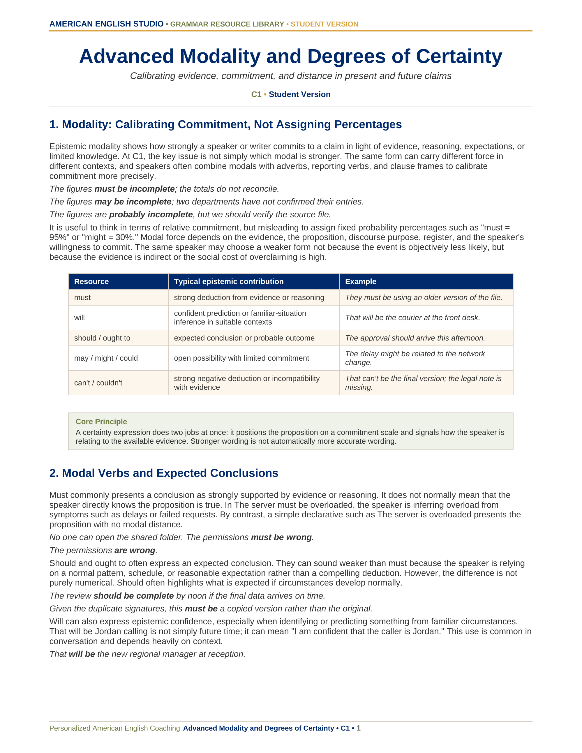 Advanced Modality and Degrees of Certainty grammar resource preview