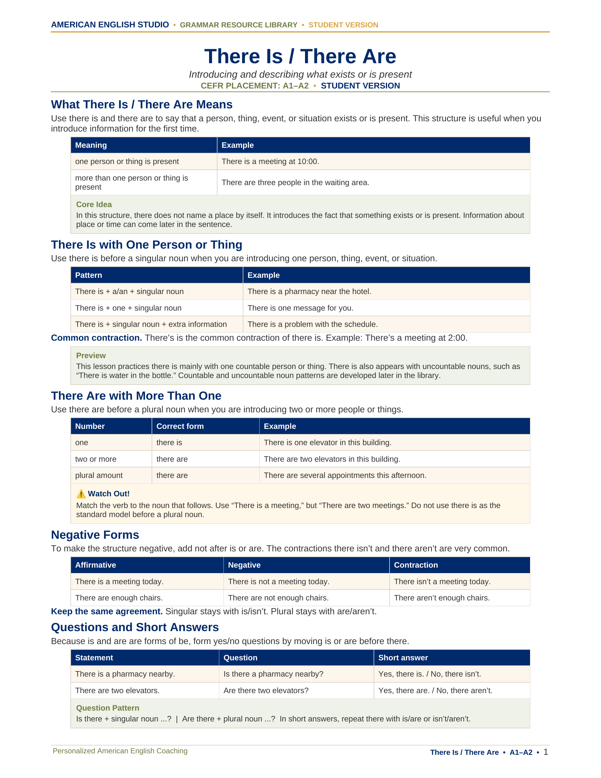 There Is / There Are grammar resource preview