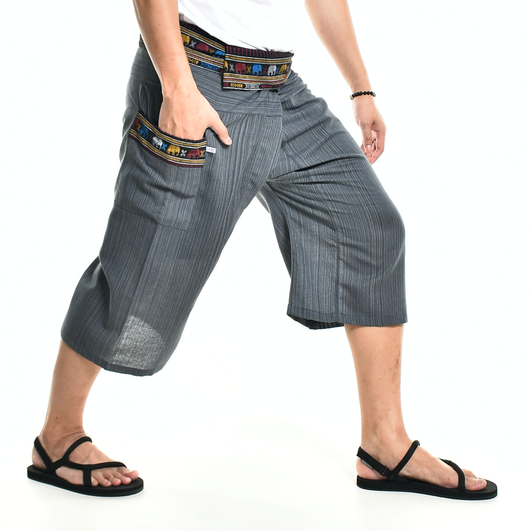 3/4 THAI FISHERMAN PANTS HAND WOVEN EDGE MIX THE COLORS