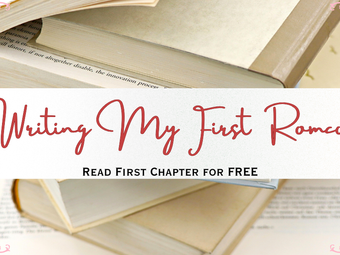 phot of blog title that says "Writing my first Romcom"