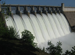 Bull Shoals Dam with all flood gates open.