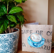 Coffee cup card latte art textile art