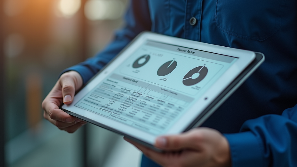 Close-up view of a pressure vessel inspection report displayed on a tablet