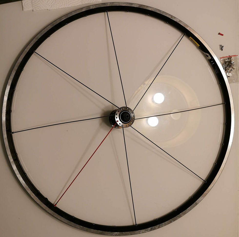 The first set of spokes connected to the rim