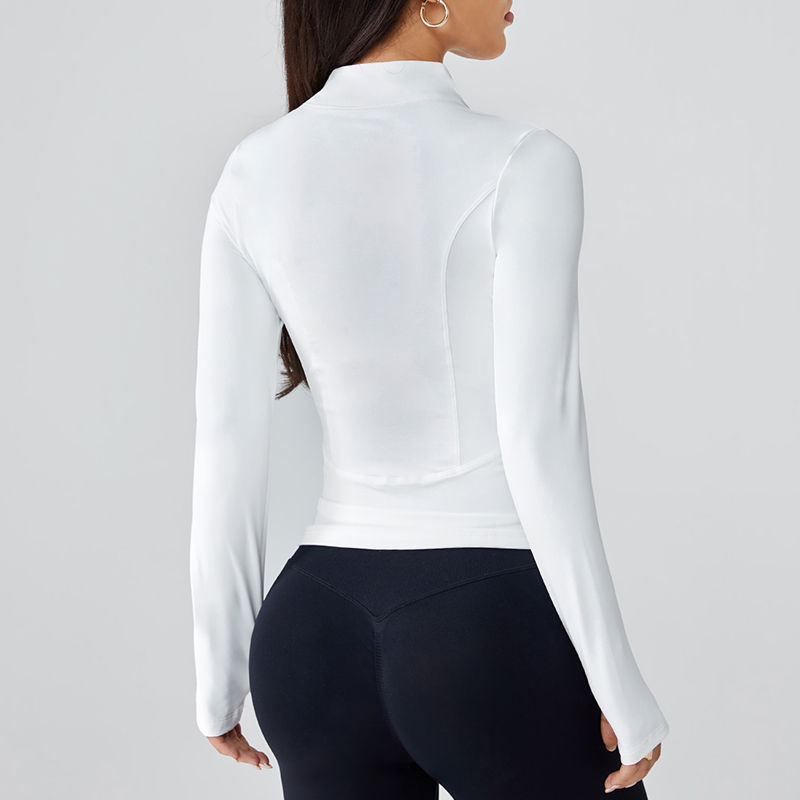 Miniatura: Yoga wear feminino primavera e verão gola alta com zíper jaqueta emagrecimento