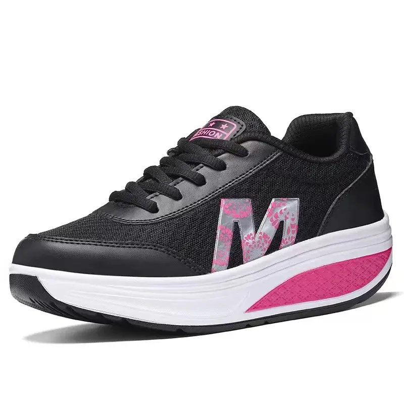 Miniatura: Unisex Canvas Platform Sneakers with Breathable Height Increase Wedges