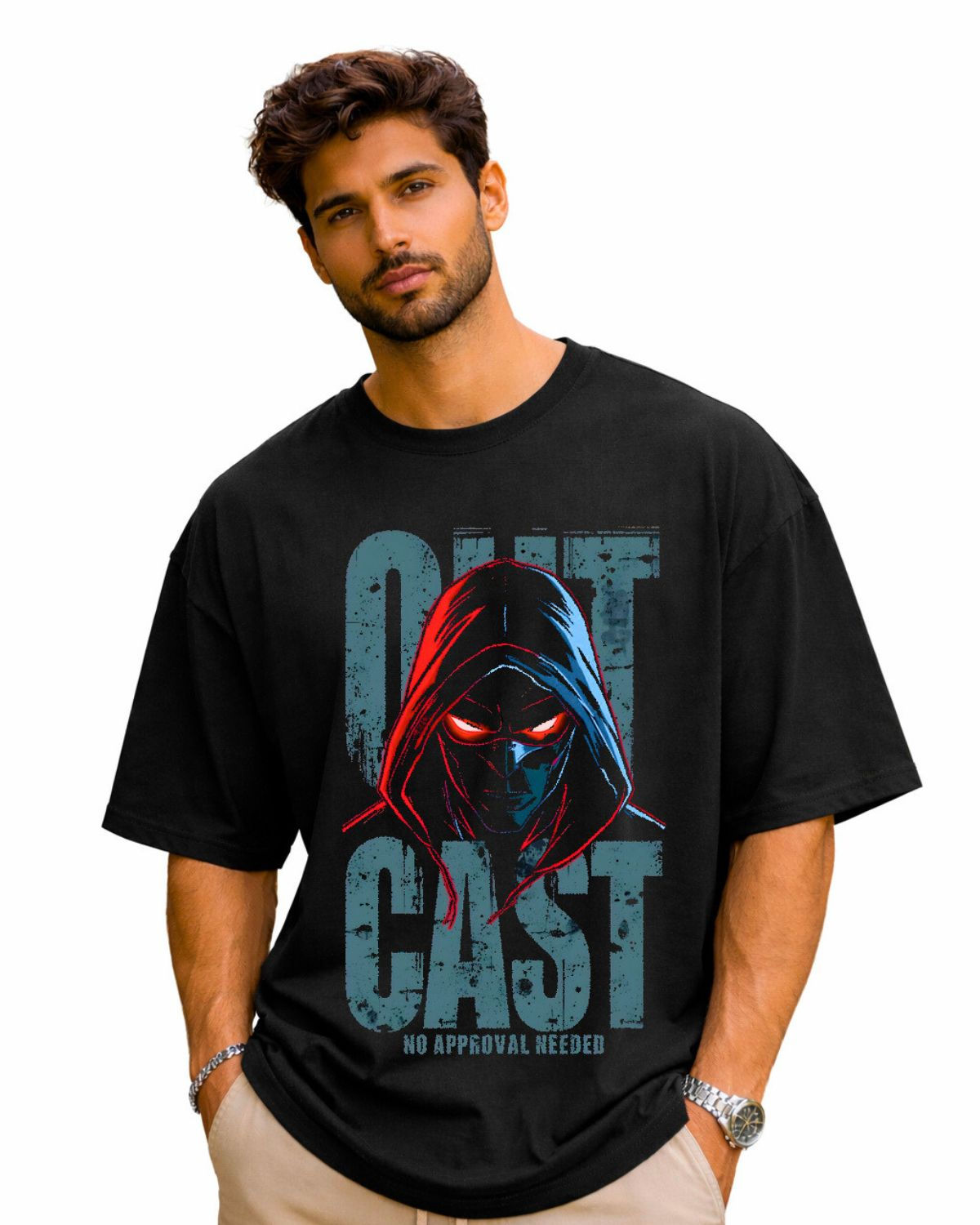 OUTCAST – Oversized Black Unisex 100% Cotton T-Shirt