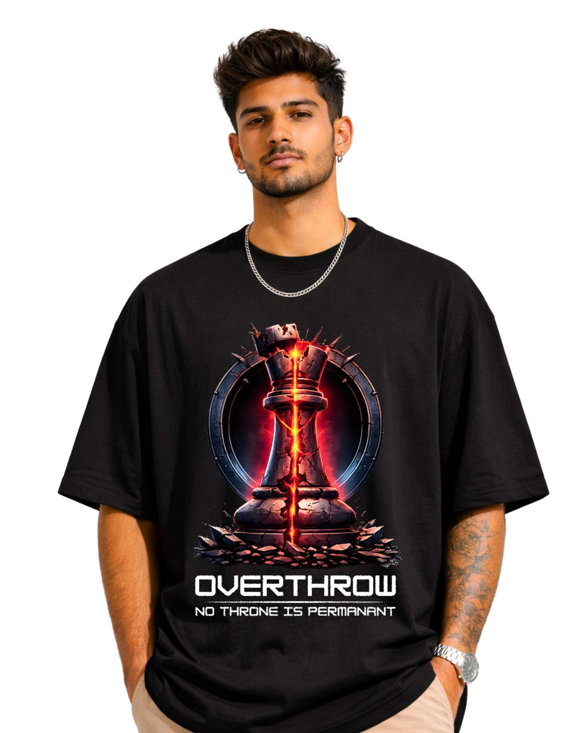 OVERTHROW – Oversized Black Unisex 100% Cotton T-Shirt