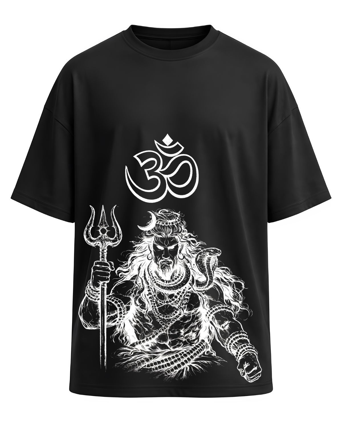 Rudra Reign – OM Warrior Oversized Black Unisex 100% Cotton T-Shirt