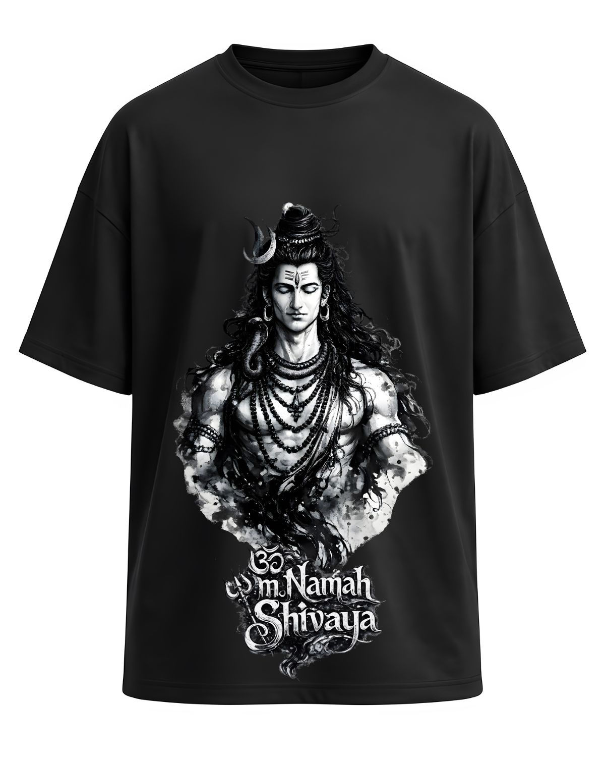 Eternal Shiv – Om Namah Shivaya Oversized Black Unisex 100% Cotton T-Shirt