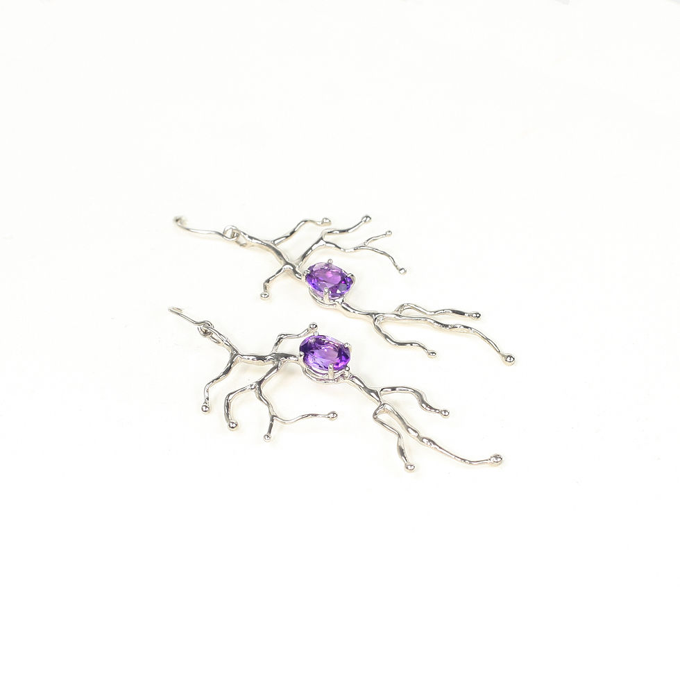 Thumbnail: BRANCHY amethyst silver earrings